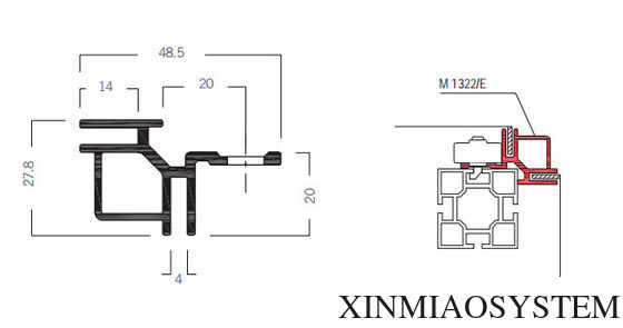 M1322 Adaption Profile of 40-80-100MM Maxima system,Tension fabric extrusion