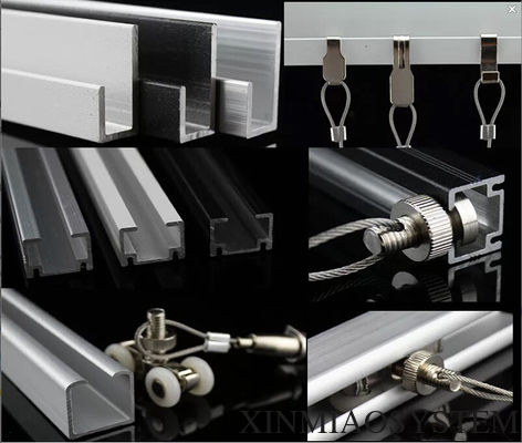 Aluminum Stell Rails for hanging Arts,Pictures,Wall mouted hanging rails, Ceiling mouted tracking profiles