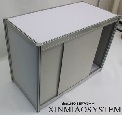 Lockable Information Counter on exhibition system booth,Octagonal Prism Desk lockable with sliding door